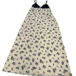 Zara Dress Womens Small Cream Floral Black‎ Lace Slip Spaghetti Strap Long Maxi